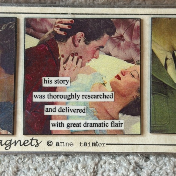 Retro Fun from Anne Taintor!!! Set of 3 magnets on a large silver metal magnet - Picture 3 of 7